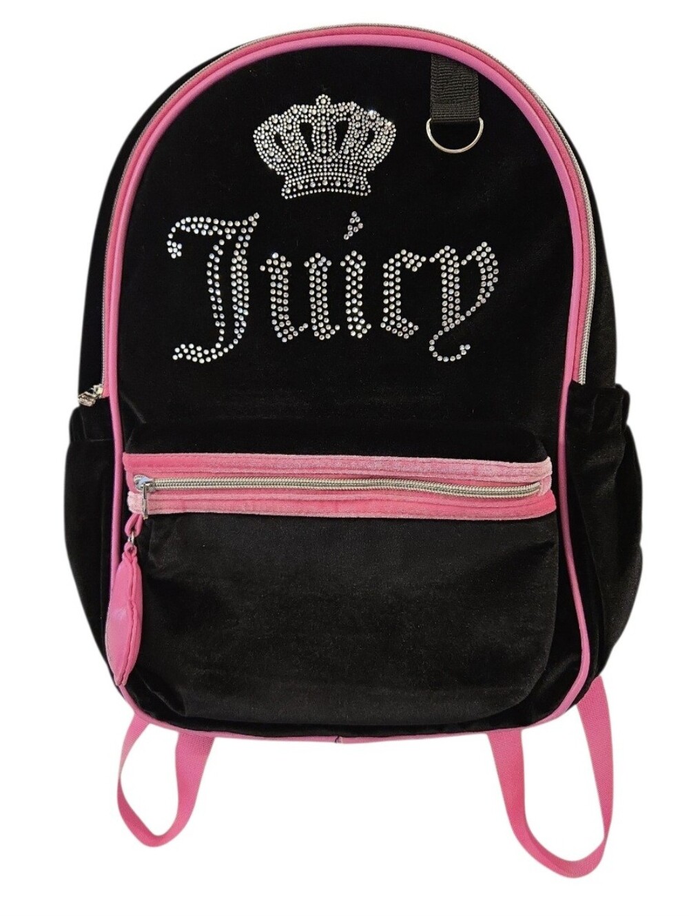 JUICY COUTURE VELVET BACKPACK W/ RHINESTONE LOGO AND CROWN EMBLEM. NWOT.